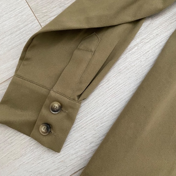 Olive Green Utility Double Pocket Button Down Shirt / Jacket - Picture 8 of 11
